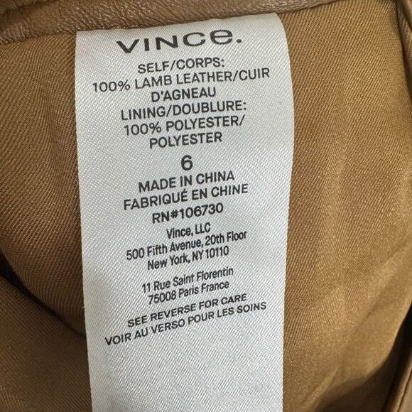 Vince $1250 Leather Seamfront Trousers/Pants in Camel - Picture 8 of 9